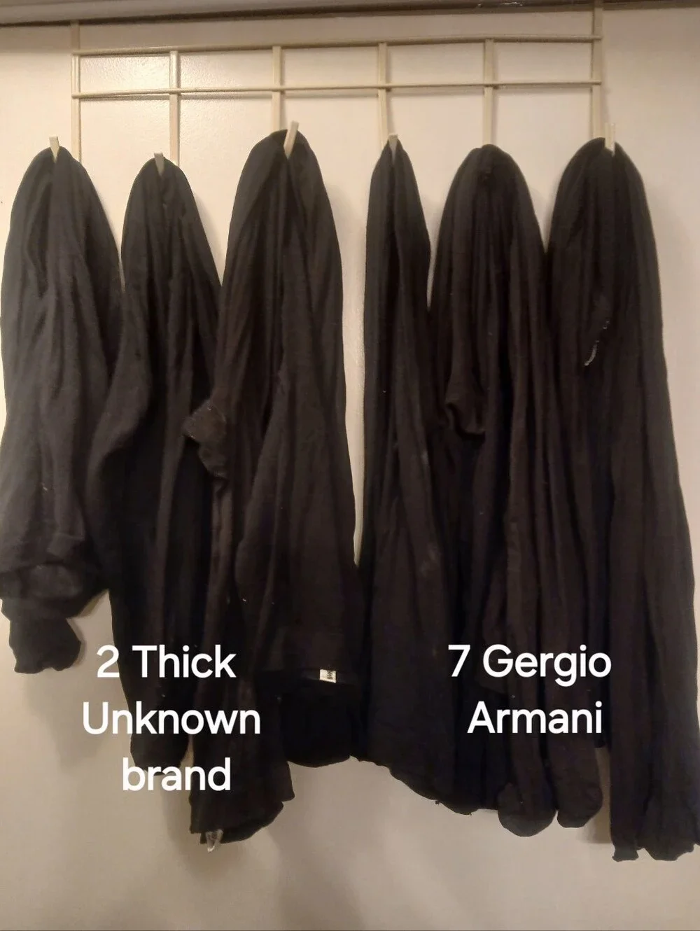 Lot of 9  Women's Black  Pantyhose  Sz M/L  7 Armani & 2 Thick Unbranded
